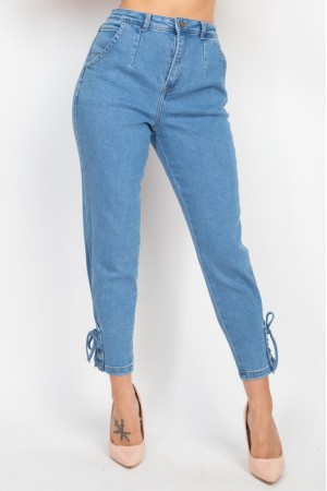 Laced-Up Ankle Denim Jeans