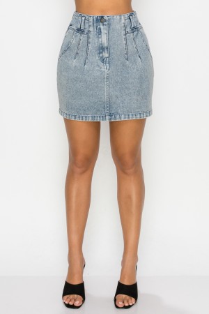 Side Pocket Mini Denim Skirt