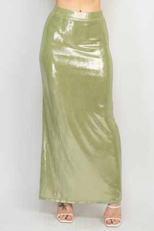 Metallic A-Line Maxi Skirt